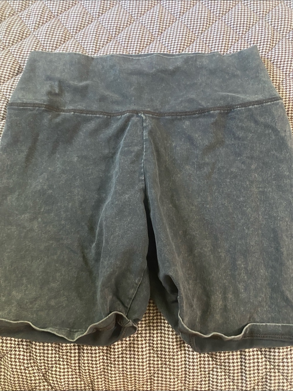 aerie Black Mineral Wash High-Rise Bike Shorts